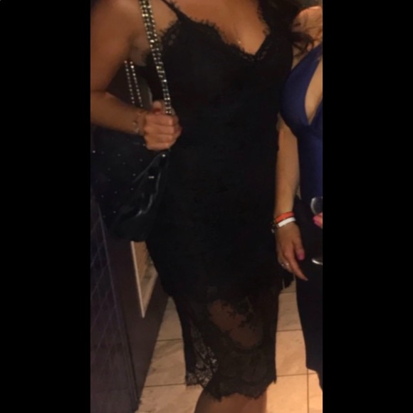 Missguided Black Lace Cami Midi Dress - Picture 3 of 3